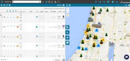 יומן ומפת האירועים במסך המוקד