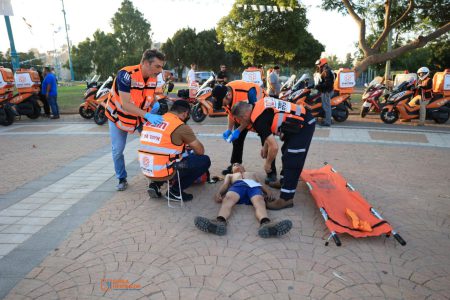 זה רק תרגיל: עשרות נפגעים טופלו על ידי מתנדבי איחוד הצלה בזירת פיצוץ באוטובוס.